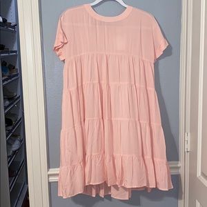 pink ruffled dress